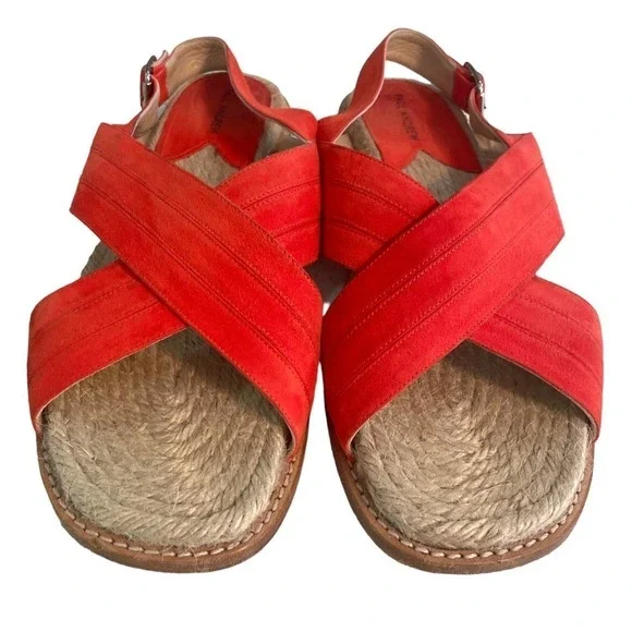 Paul Andrew Red Suede Espadrille Slingback Flat Sandals US 9 EUR 39 Beach Resort - Picture 4 of 12